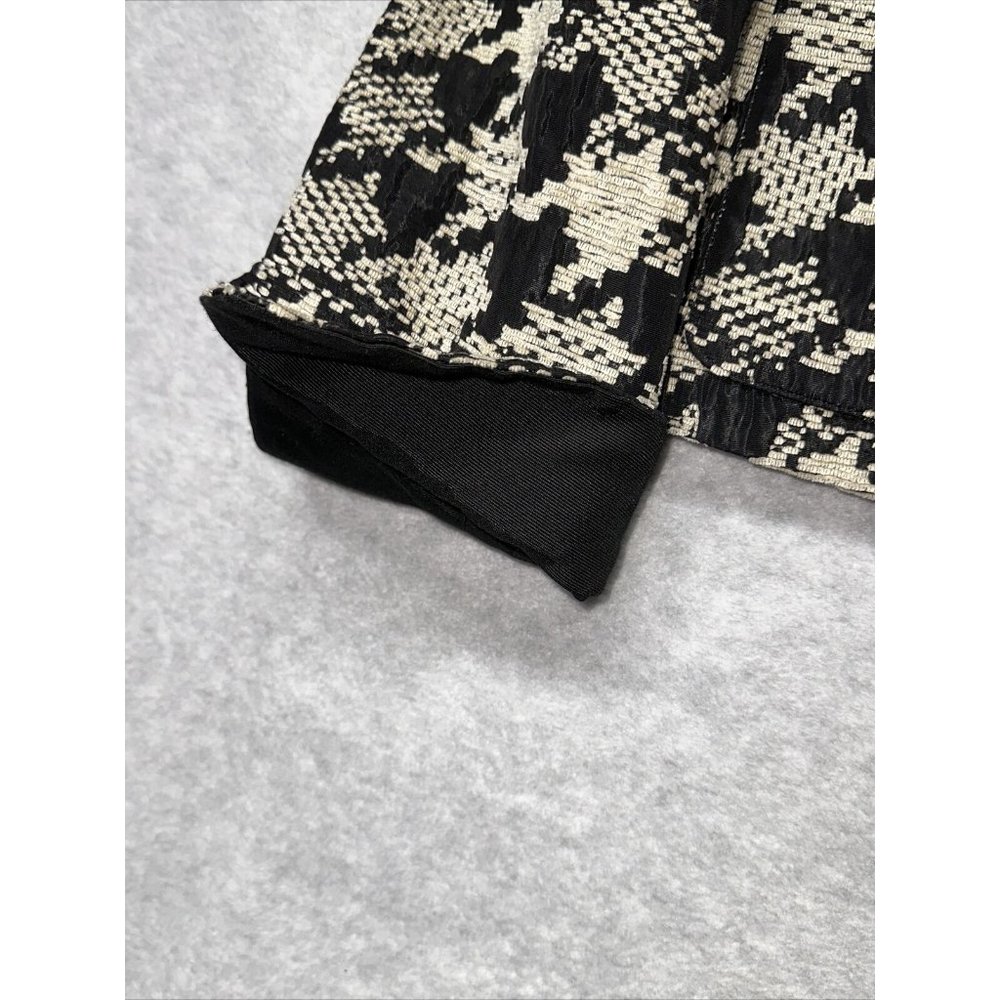 ARMANI COLLEZIONI BLACK & Tan BOUCLE  JACKET 10 Coat Shirt Geometric Slit Sleeve - Picture 4 of 10